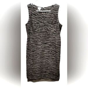 Armani brown wool animal print sleeveless sheath dress, size 12